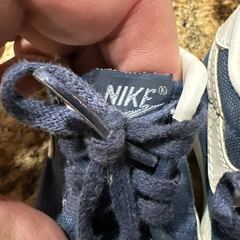 Vintage 1983 Nike Toddler Shoes 830204 TH4 Navy Canvas White Swoosh Kids